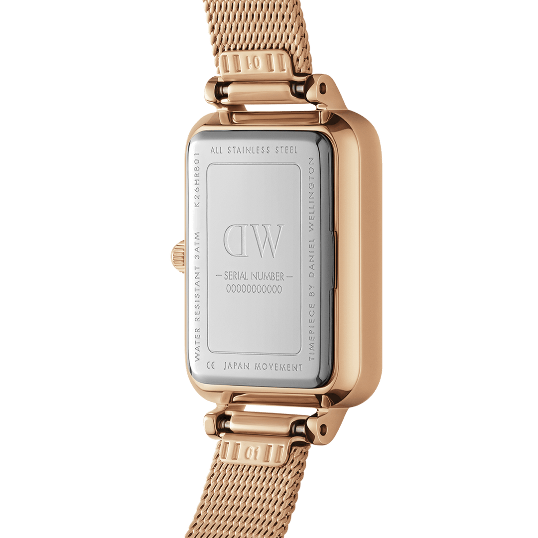 Daniel Wellington Quadro 20X26 Pressed Melrose Rose Gold & White Watch