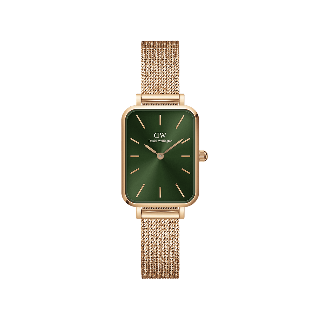 Daniel Wellington Quadro 20X26 Pressed Melrose Rose Gold & Emerald Watch