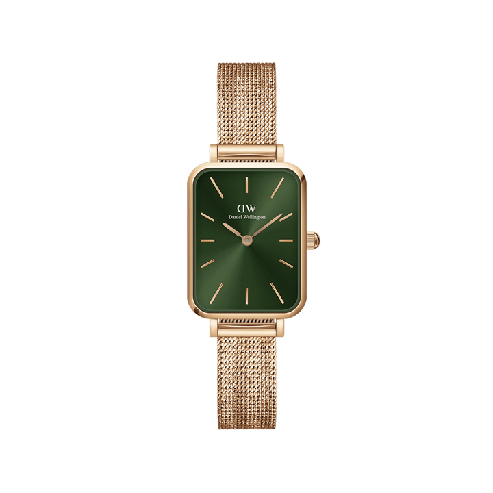 Daniel Wellington Quadro 20X26 Pressed Melrose Rose Gold & Emerald Watch