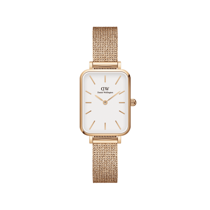 Daniel Wellington Quadro 20X26 Pressed Melrose Rose Gold & White Watch