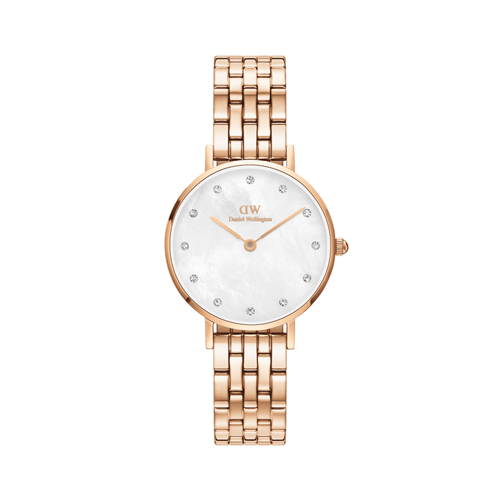 Daniel Wellington Petite Lumine 28 5-Link Rose Gold & Mother of Pearl White Watch