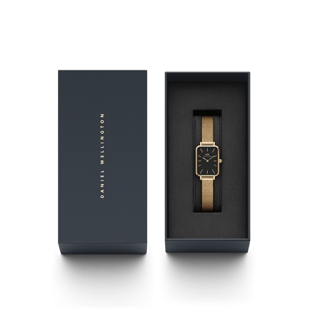 Daniel Wellington Quadro 20X26 Pressed Evergold Gold & White Watch