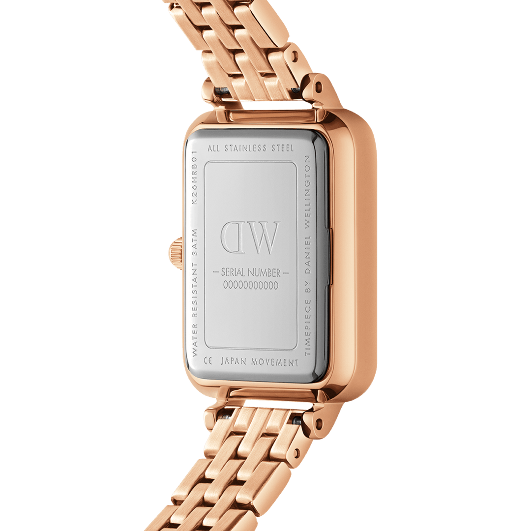 Daniel Wellington Quadro Lumine 20x26 5-Link Rose Gold & Mother of Pearl White Watch