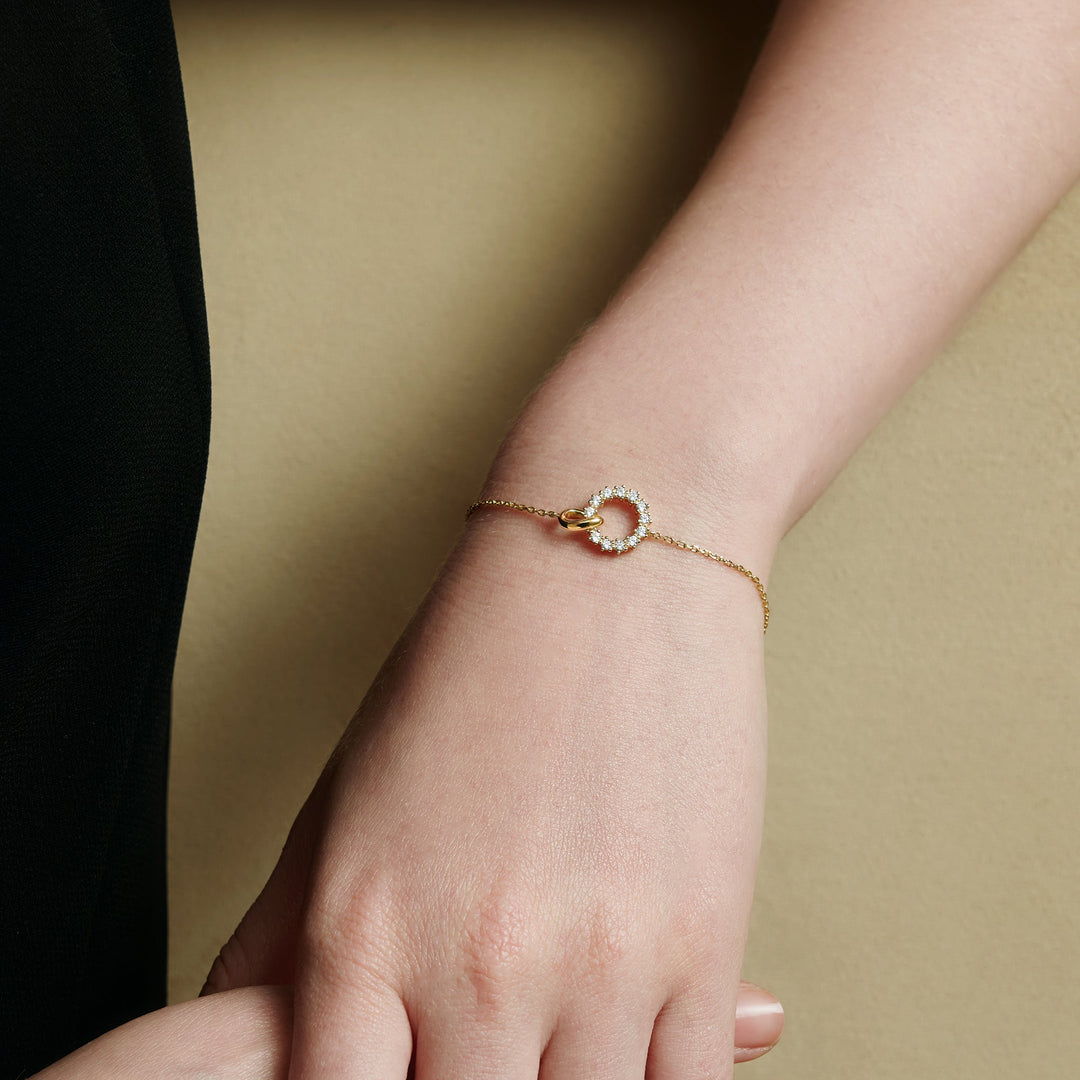 Ania Haie Gold Interlinked Circles Pave Bracelet