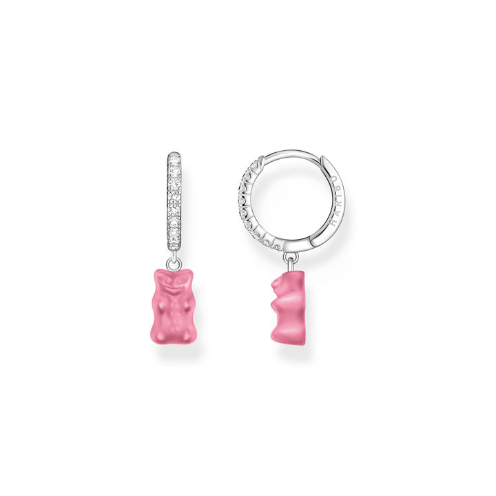 THOMAS SABO Single hoop earring with pink Goldbears pendant & zirconia