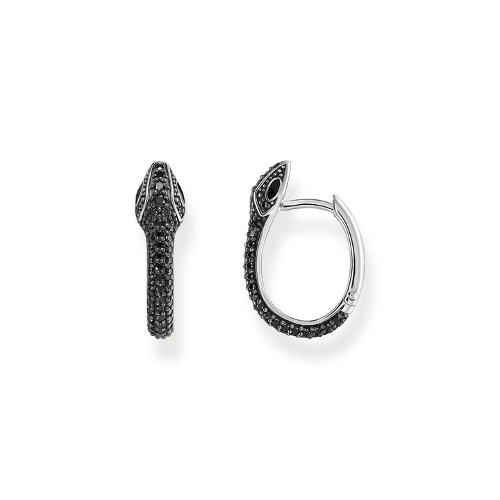 THOMAS SABO Snake hoop earrings with black zirconia