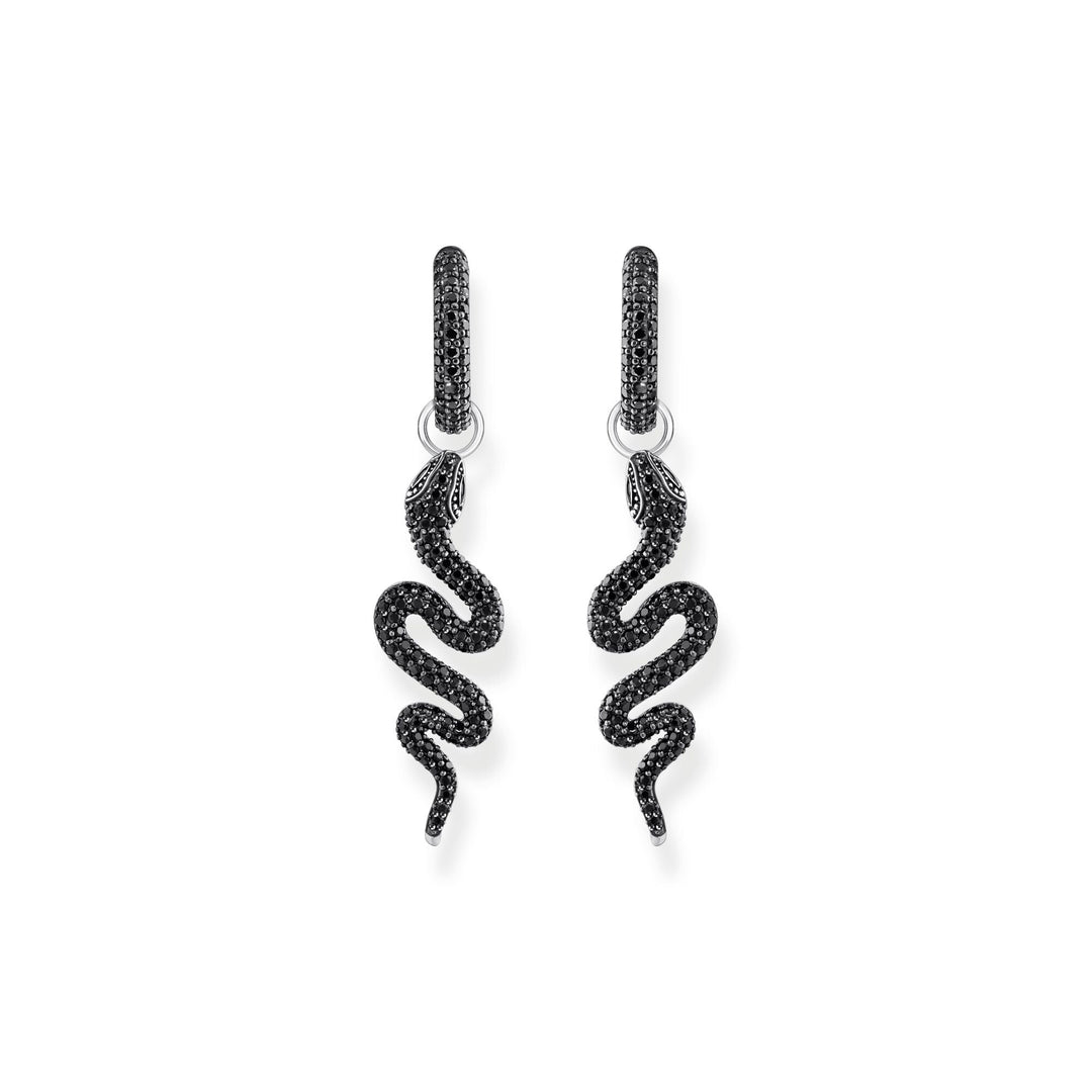 THOMAS SABO Single Snake hoop earring with black zirconia