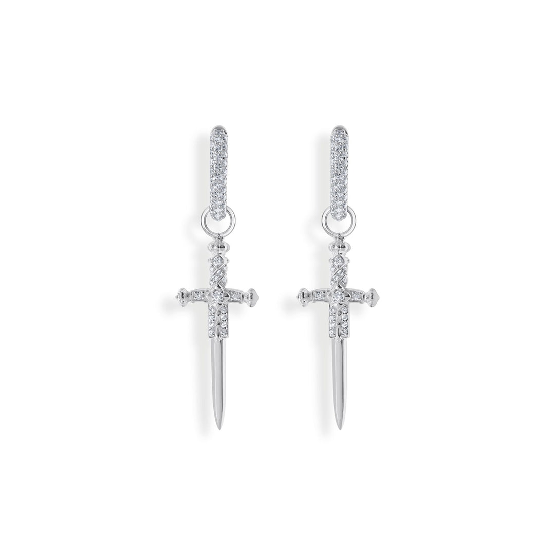 THOMAS SABO Single hoop earring with sword & white stones