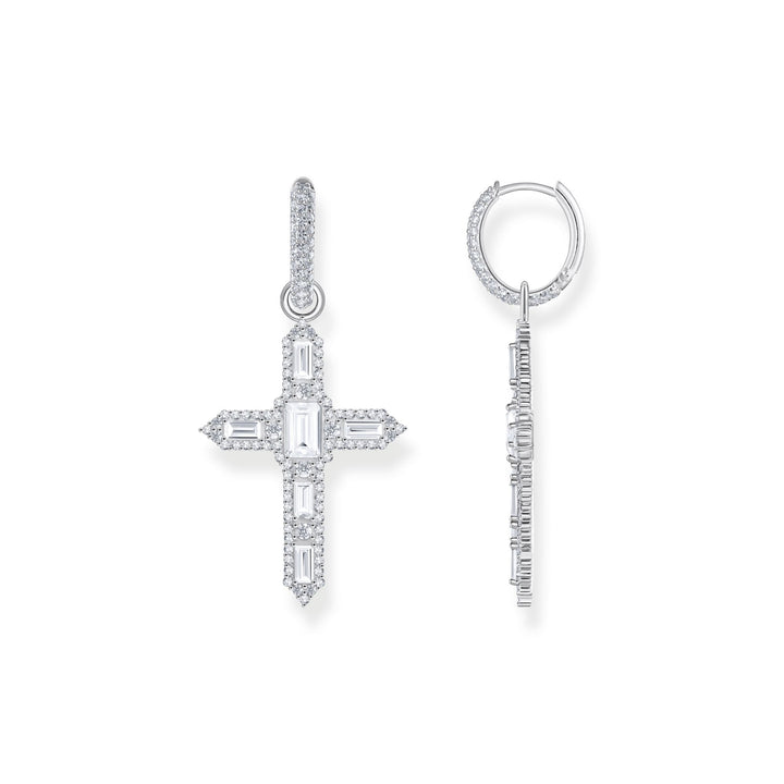 THOMAS SABO Single Cross hoop earring with white zirconia