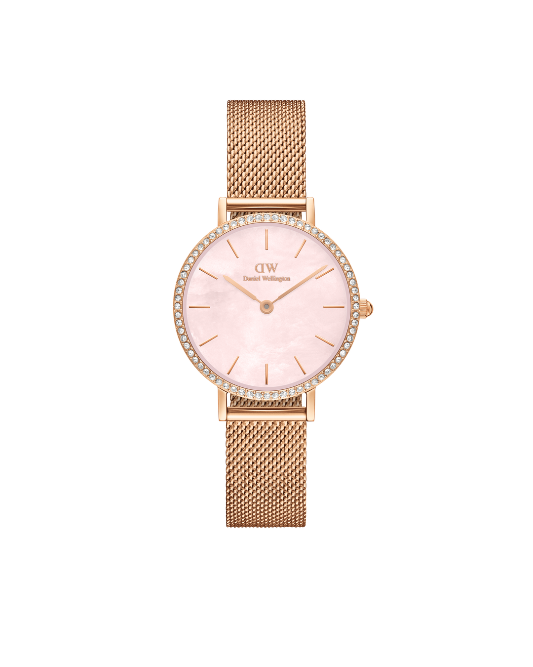 Daniel Wellington Petite 28 Bezel Mesh Pink Mother of Pearl Rose Gold Watch