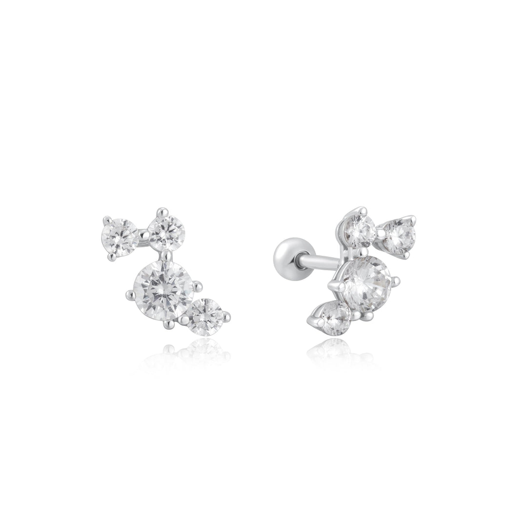 Ania Haie Silver Pave Climber Barbell Earrings