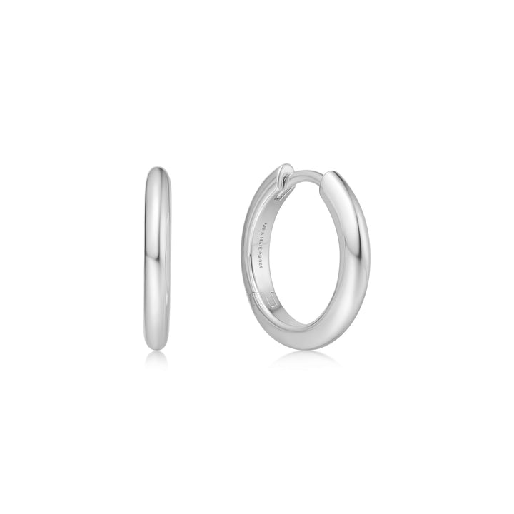 Ania Haie Silver Tube Small Huggie Hoop Earrings