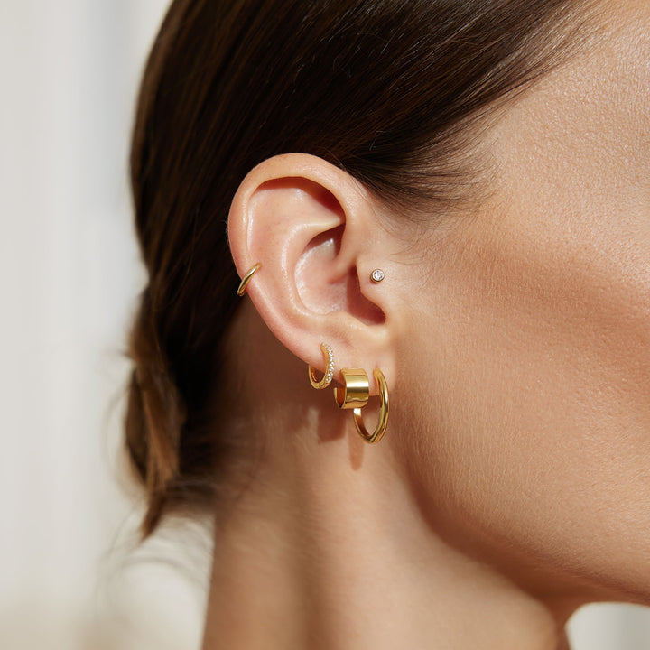 Ania Haie Gold Tube Medium Hoop Earrings