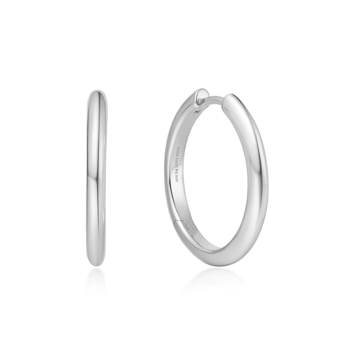 Ania Haie Silver Tube Medium Hoop Earrings