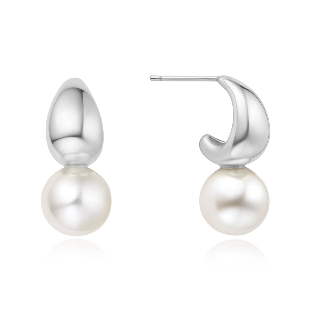 Ania Haie Silver Pearl Dome Hoop Earrings