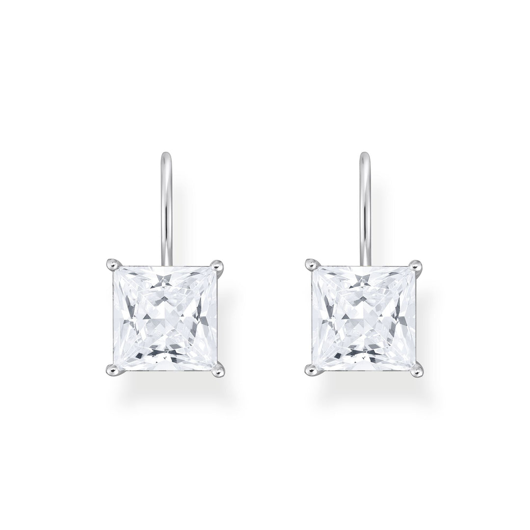 THOMAS SABO Earrings with square stone pendant in white silver