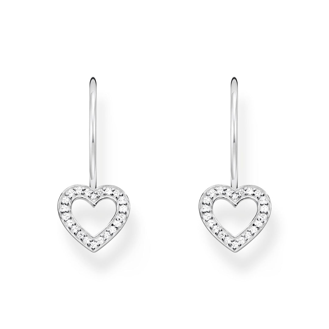 THOMAS SABO Earrings heart-shaped with white zirconia - silver