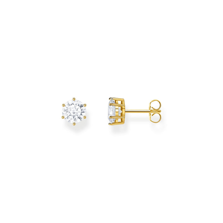 THOMAS SABO Gold Ear studs with big, white zirconia