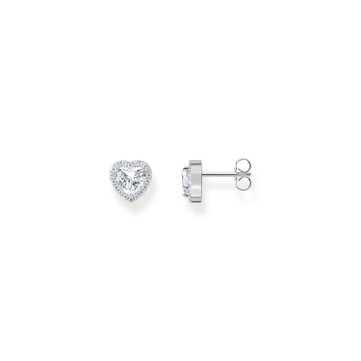 THOMAS SABO Heart-shaped halo ear studs with zirconia