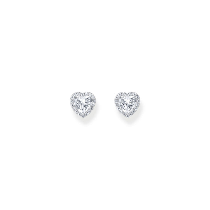 THOMAS SABO Heart-shaped halo ear studs with zirconia