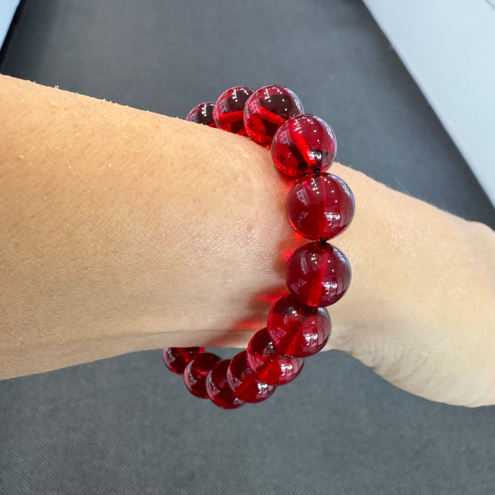 Baltic Amber Red Infused Ball Bracelet