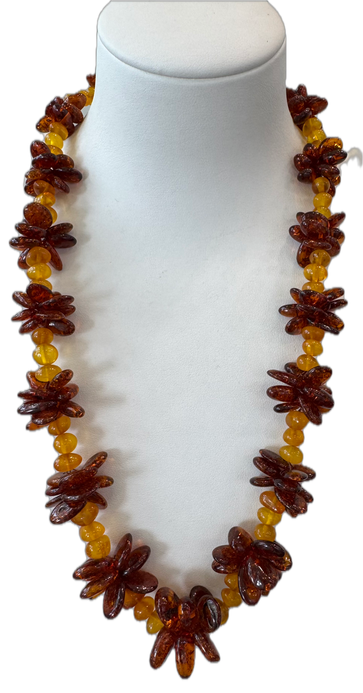 Baltic Amber Floral Graduated Necklace