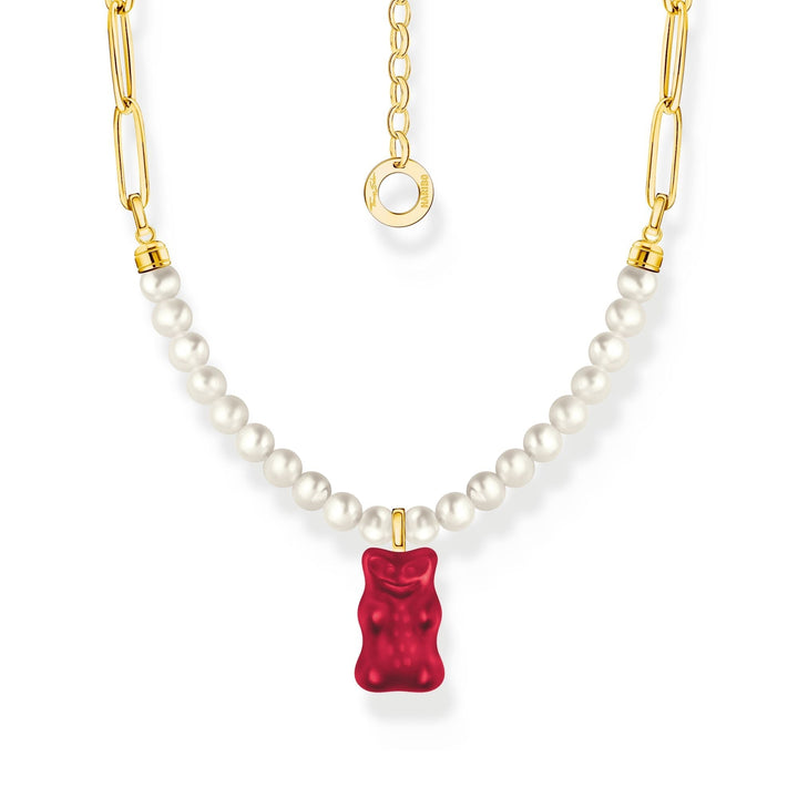 THOMAS SABO Link necklace with red goldbears & freshwater pearls