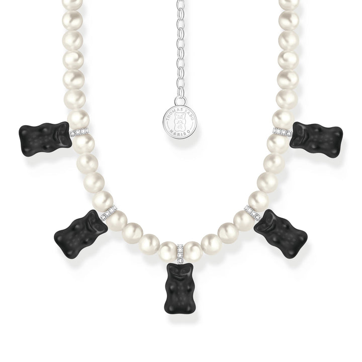 THOMAS SABO Pearl necklace with black goldbears