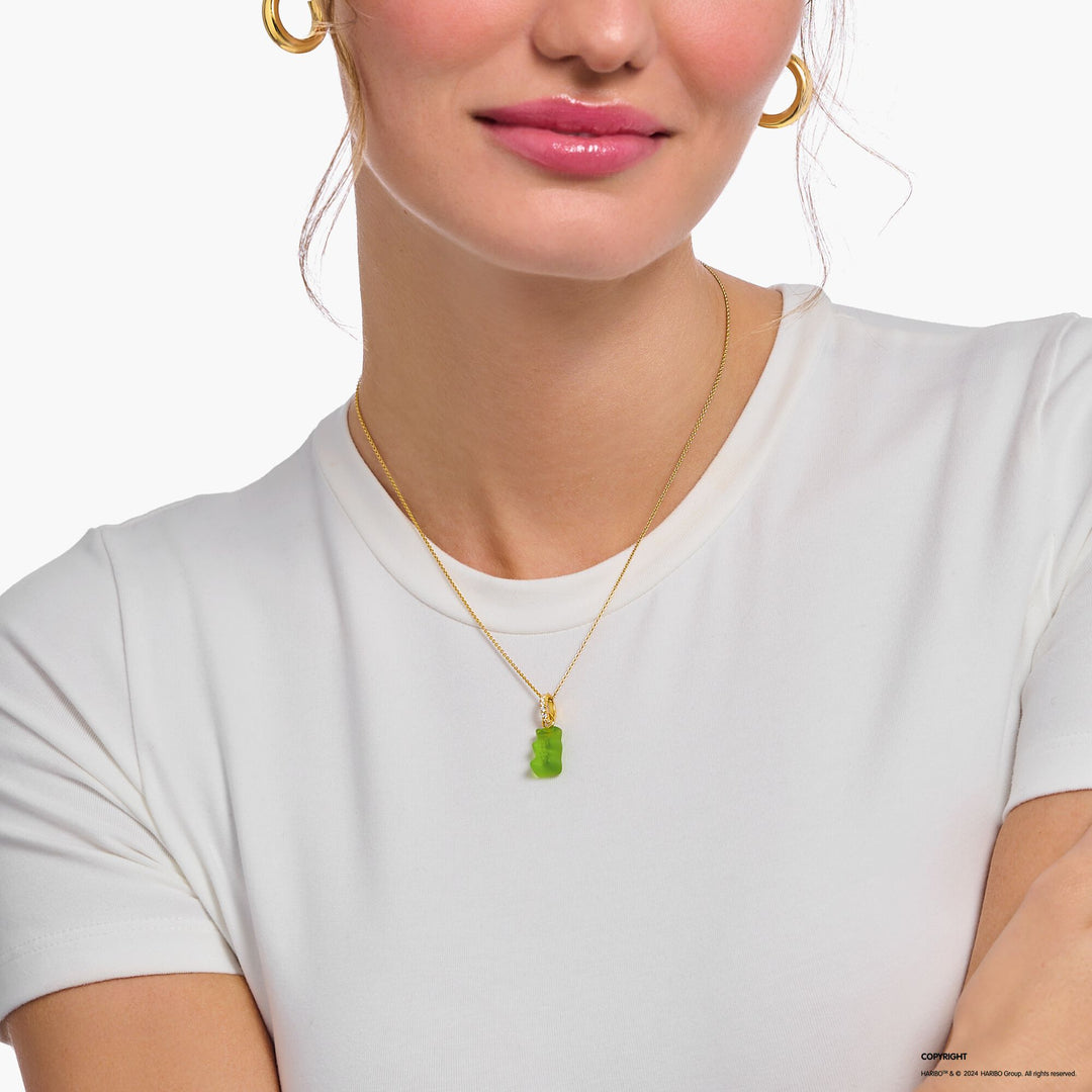 THOMAS SABO Necklace with green goldbears pendant and zirconia