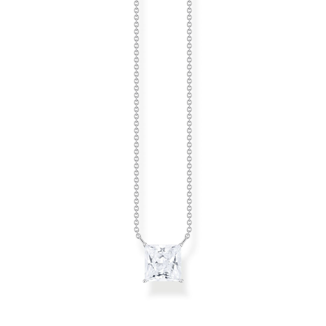 THOMAS SABO Necklace with square stone pendant in white silver