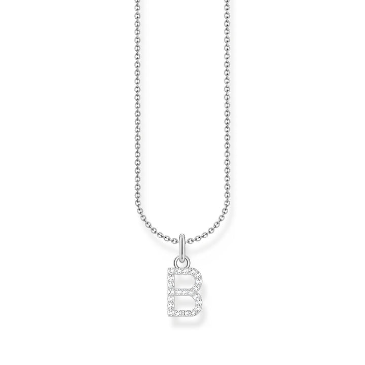 THOMAS SABO Necklace with letter pendant B and white zirconia - silver