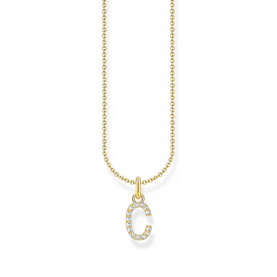 THOMAS SABO Necklace with letter pendant C and white zirconia - gold