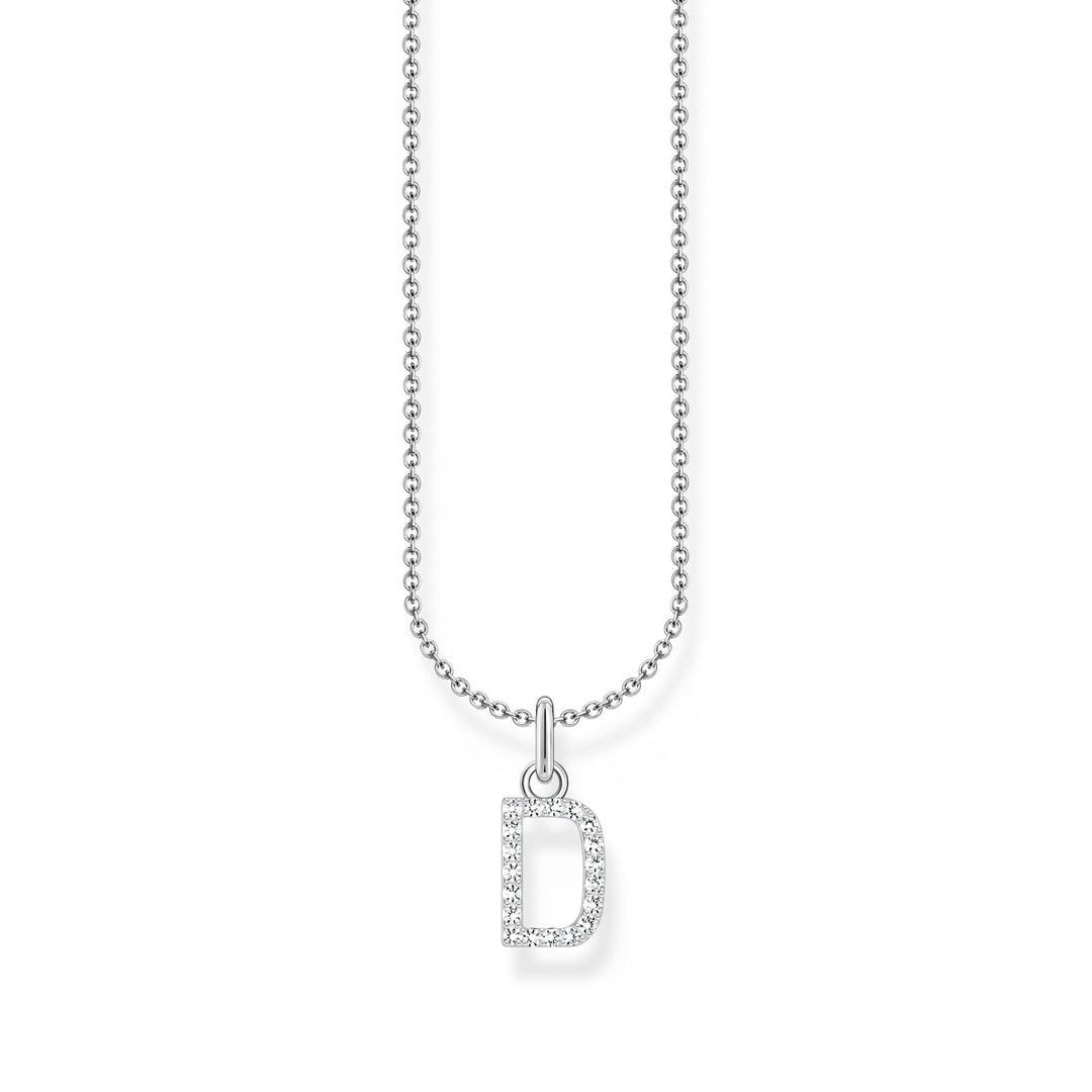 THOMAS SABO Necklace with letter pendant D and white zirconia - silver