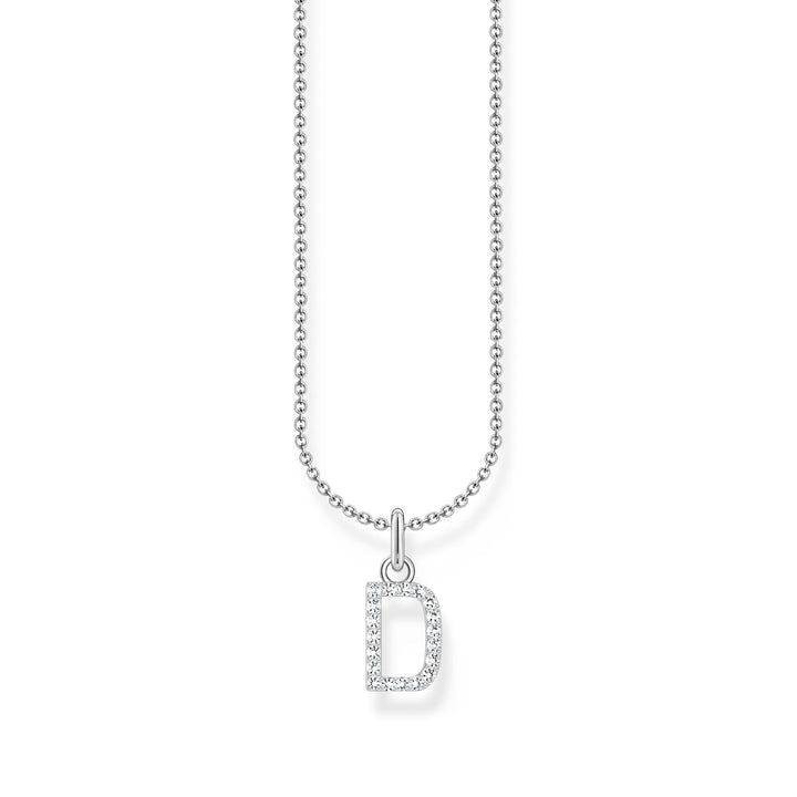 THOMAS SABO Necklace with letter pendant D and white zirconia - silver