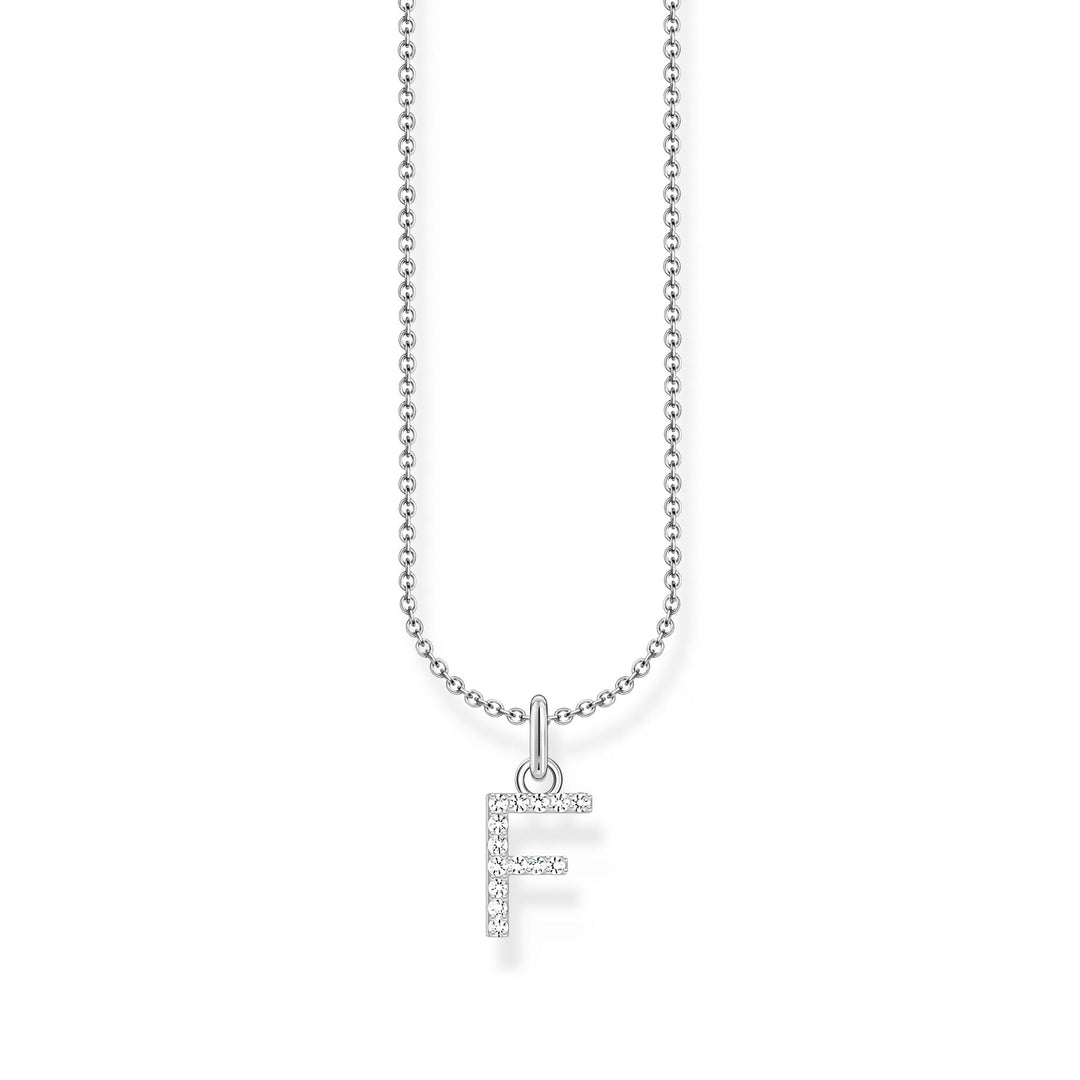 THOMAS SABO Necklace with letter pendant F and white zirconia - silver