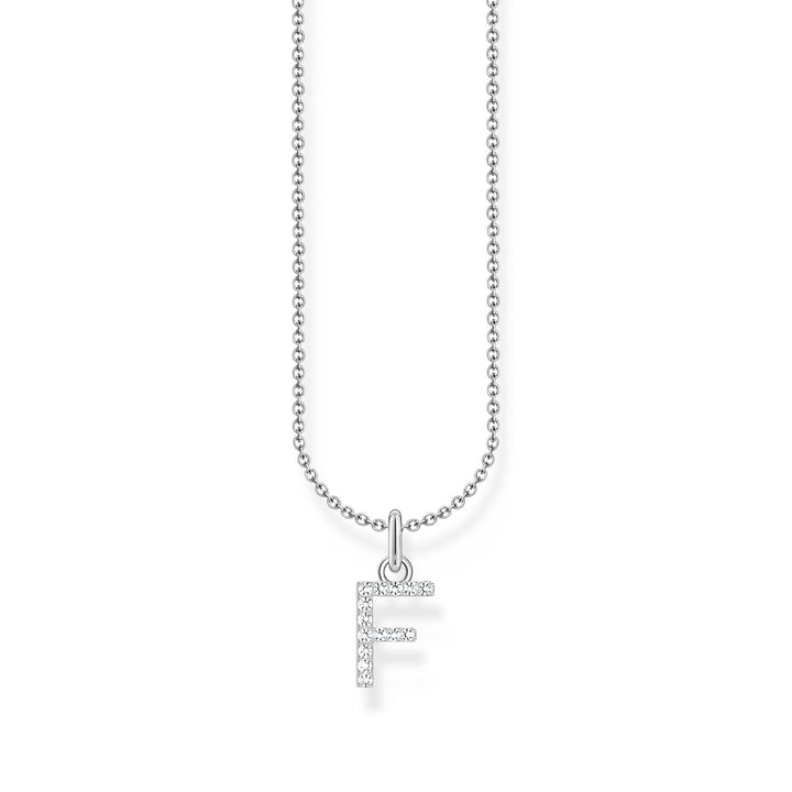 THOMAS SABO Necklace with letter pendant F and white zirconia - silver