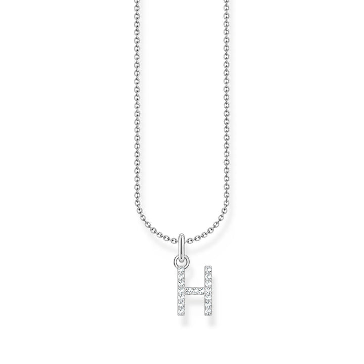 THOMAS SABO Necklace with letter pendant H and white zirconia - silver