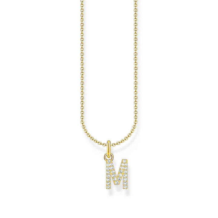 THOMAS SABO Necklace with letter pendant M and white zirconia - gold