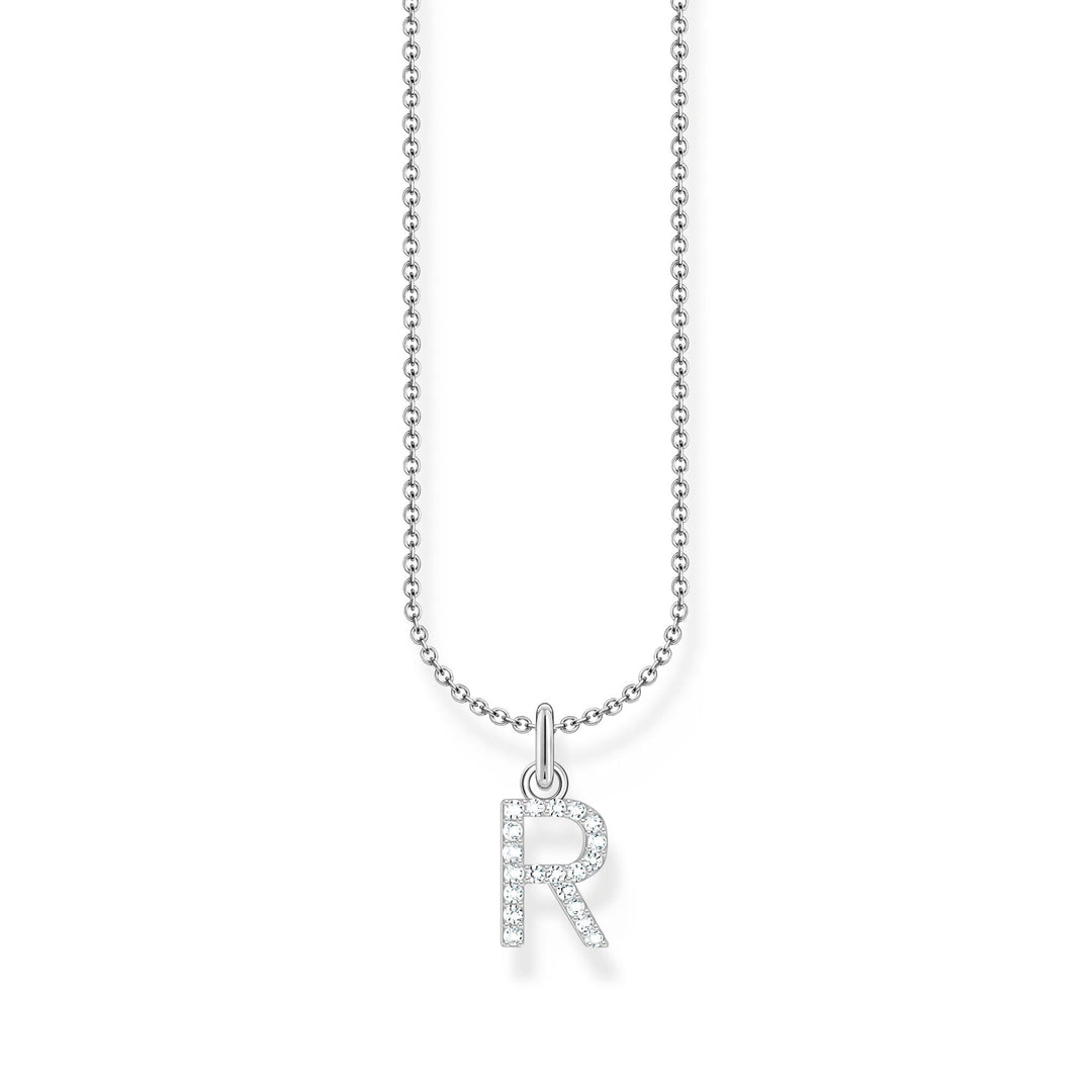 THOMAS SABO Necklace with letter pendant R and white zirconia - silver