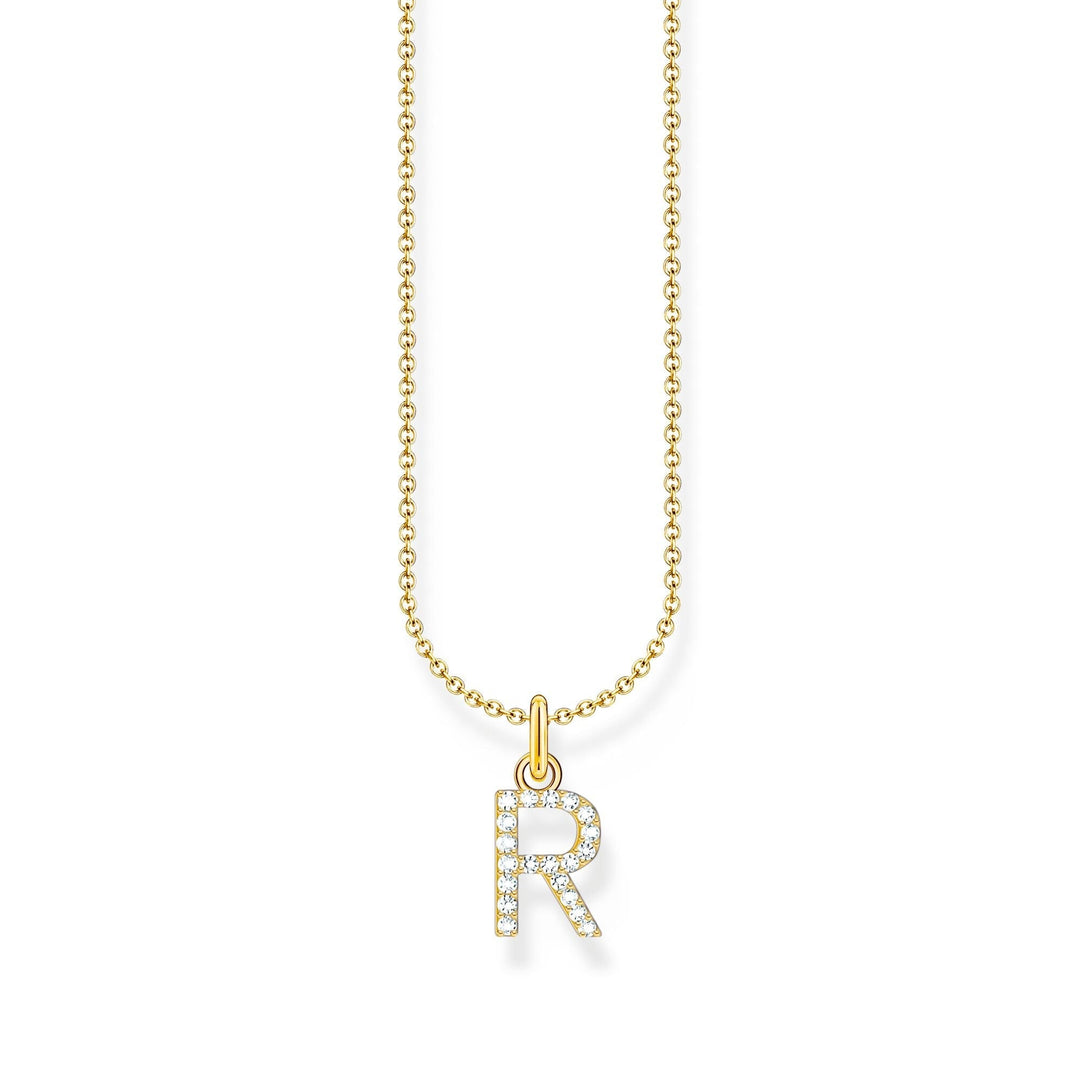 THOMAS SABO Necklace with letter pendant R and white zirconia - gold