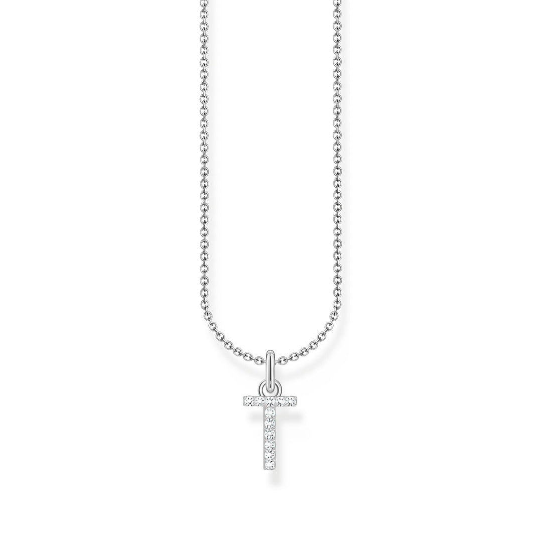 THOMAS SABO Necklace with letter pendant T and white zirconia - silver