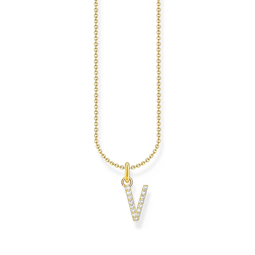 THOMAS SABO Necklace with letter pendant V and white zirconia - gold