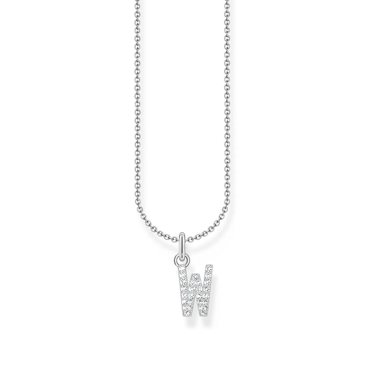 THOMAS SABO Necklace with letter pendant W and white zirconia - silver