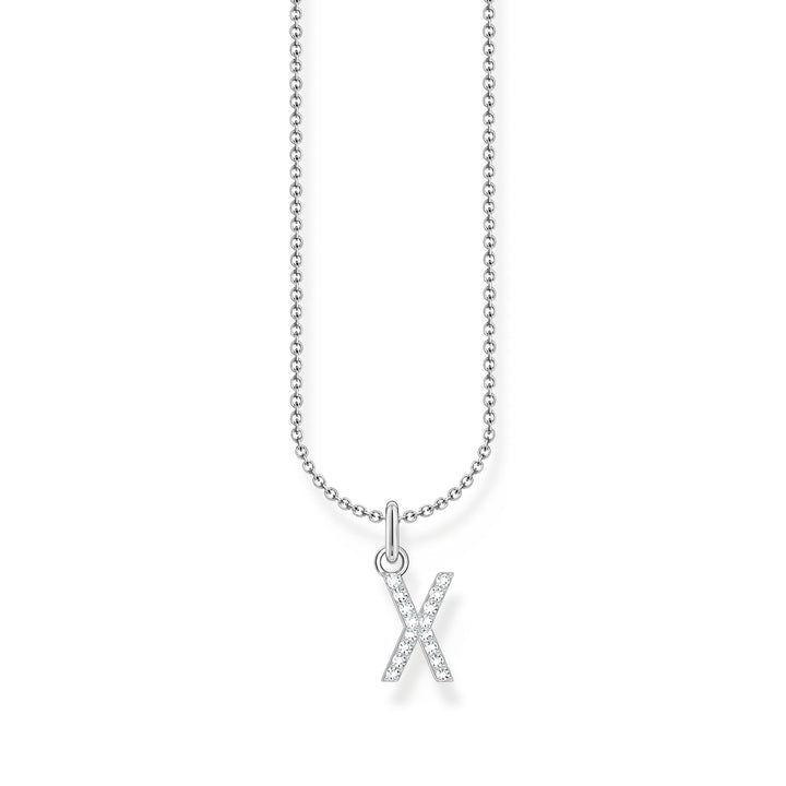 THOMAS SABO Necklace with letter pendant X and white zirconia - silver