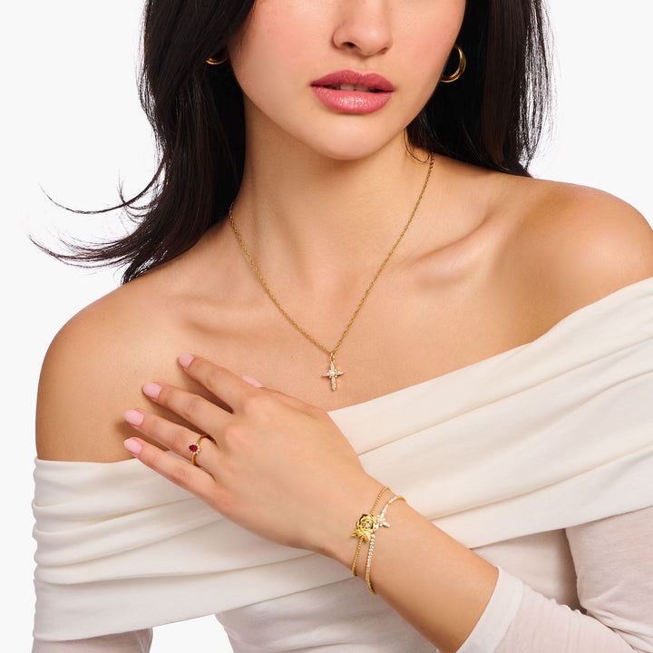 THOMAS SABO Romance Necklace with white cross pendant gold