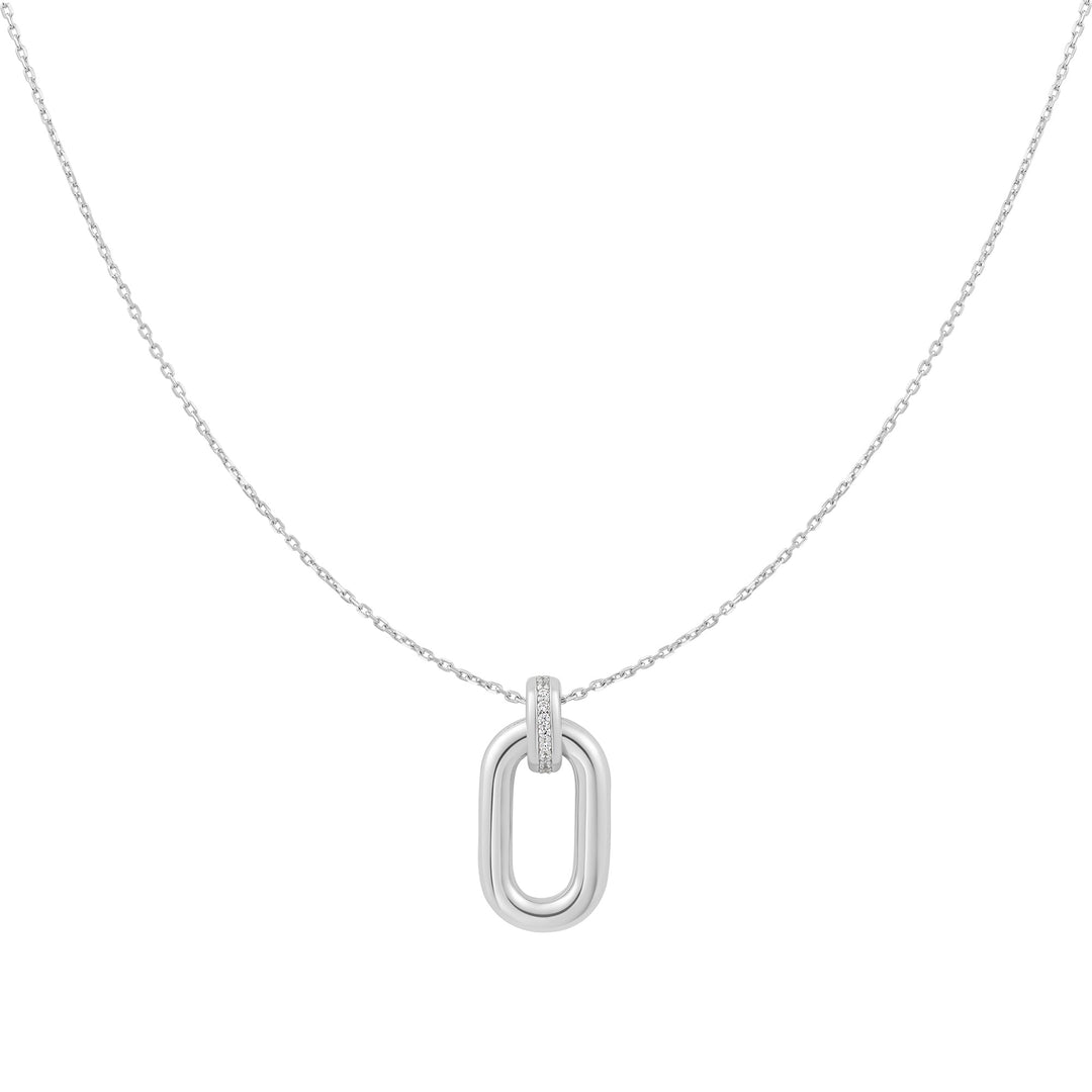 Ania Haie Silver Oval Hoop Pendant Necklace