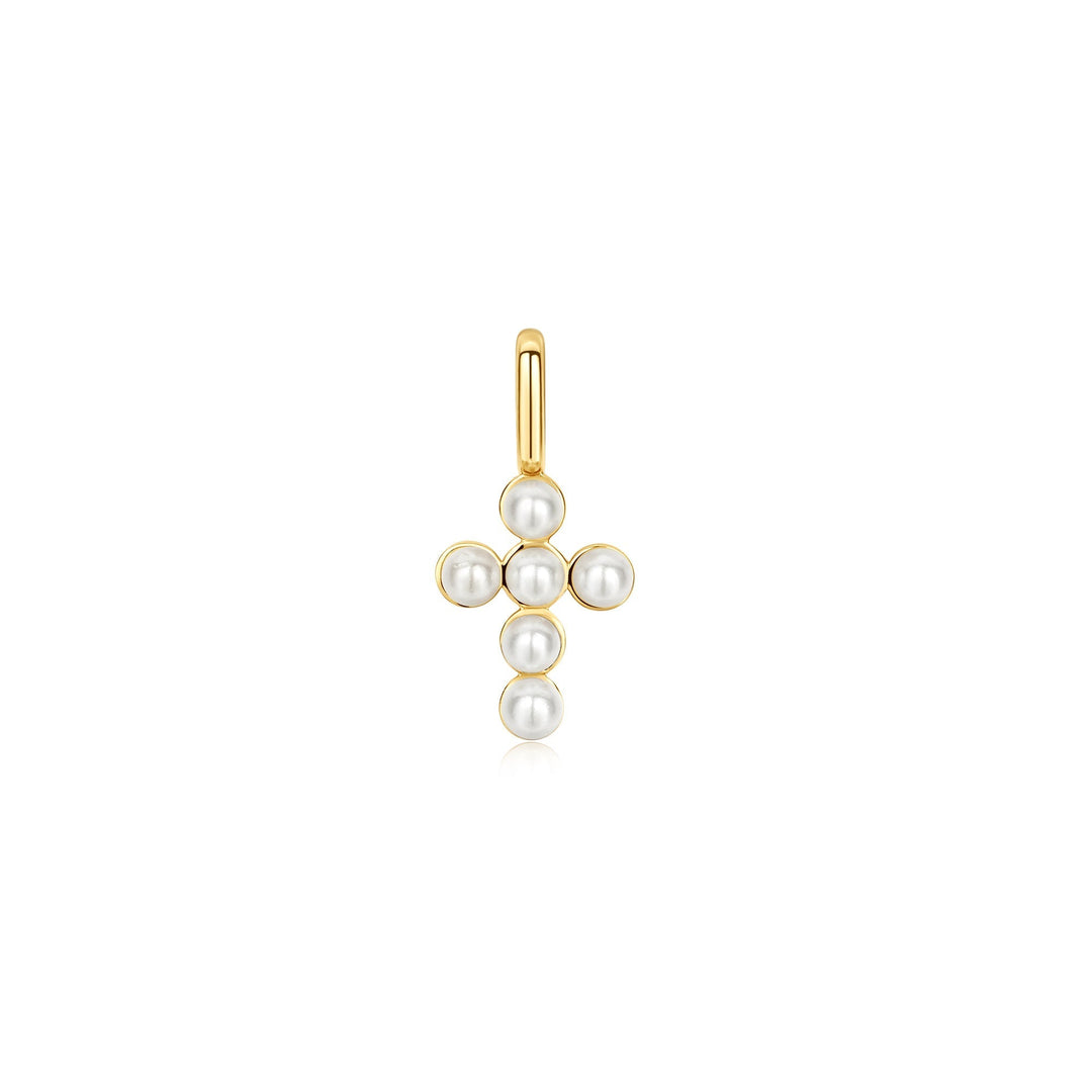 Ania Haie Gold Gold Shell Pearl Cross Charm