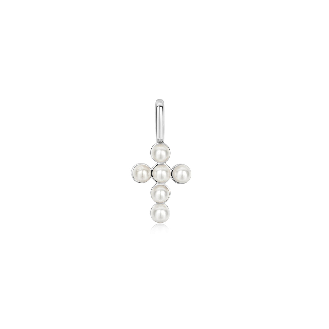 Ania Haie Silver Shell Pearl Cross Charm