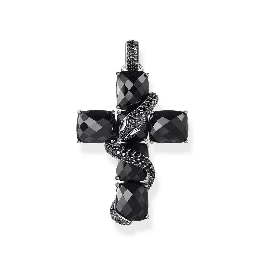 THOMAS SABO Cross pendant with snake and black zirconia