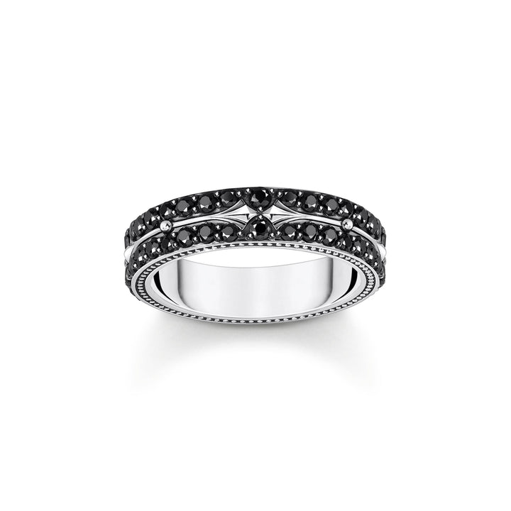 THOMAS SABO Decorated band ring with black zirconia